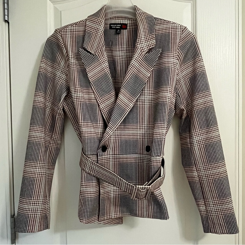 Shelby Rose New York Belted Houndstooth Jacket Women’s Size 10
